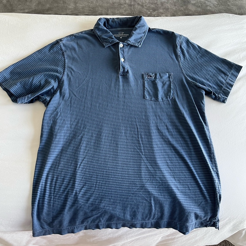 Mens Vineyard Vines Navy Striped Polo